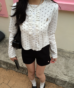 【✔企画】ドットフリルカーディガン IVORY
