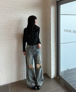 【✔企画】ドットフリルカーディガン BLACK