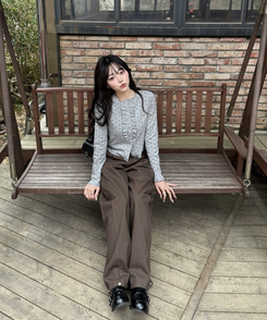 【✔企画】ドットフリルカーディガン GRAY