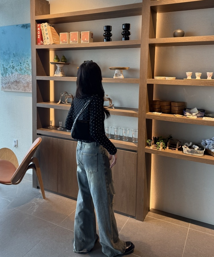 【✔기획】도트 프릴 가디건 블랙