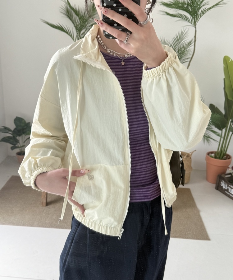 【✔기획】하이넥 리본 스트링 집업 크림