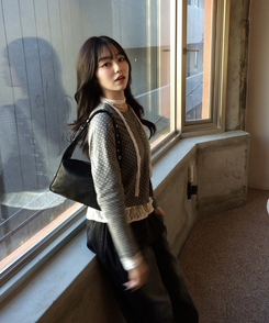 ドットラウンドボタンカーディガン GRAY