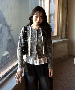 ドットラウンドボタンカーディガン GRAY