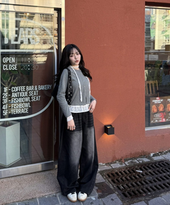 ドットラウンドボタンカーディガン GRAY