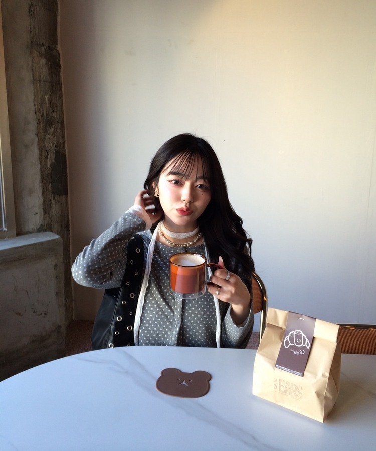 ドットラウンドボタンカーディガン GRAY