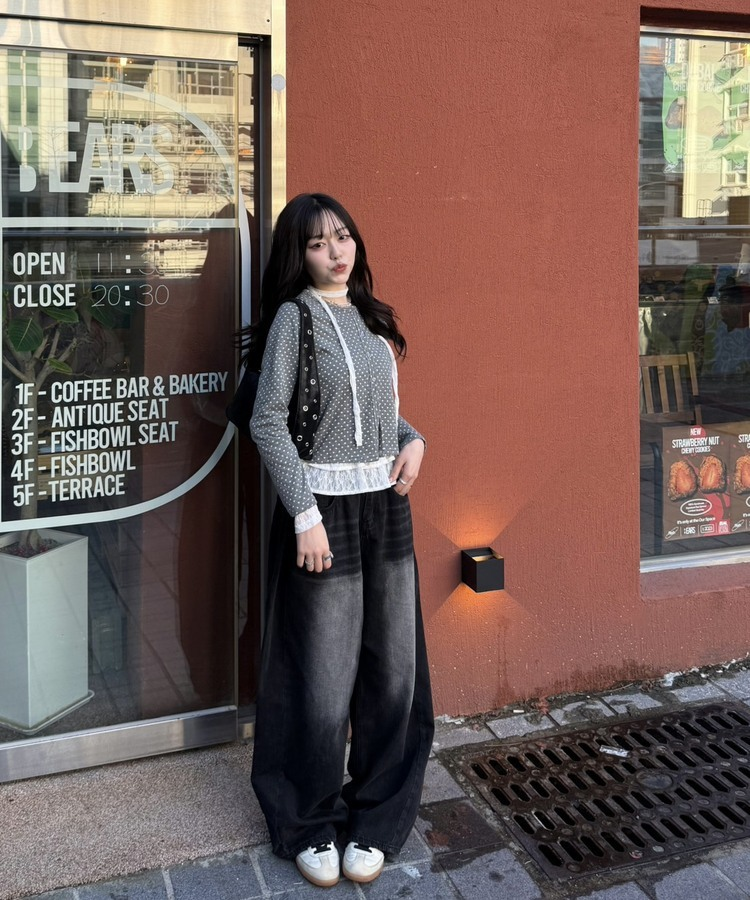 ドットラウンドボタンカーディガン GRAY