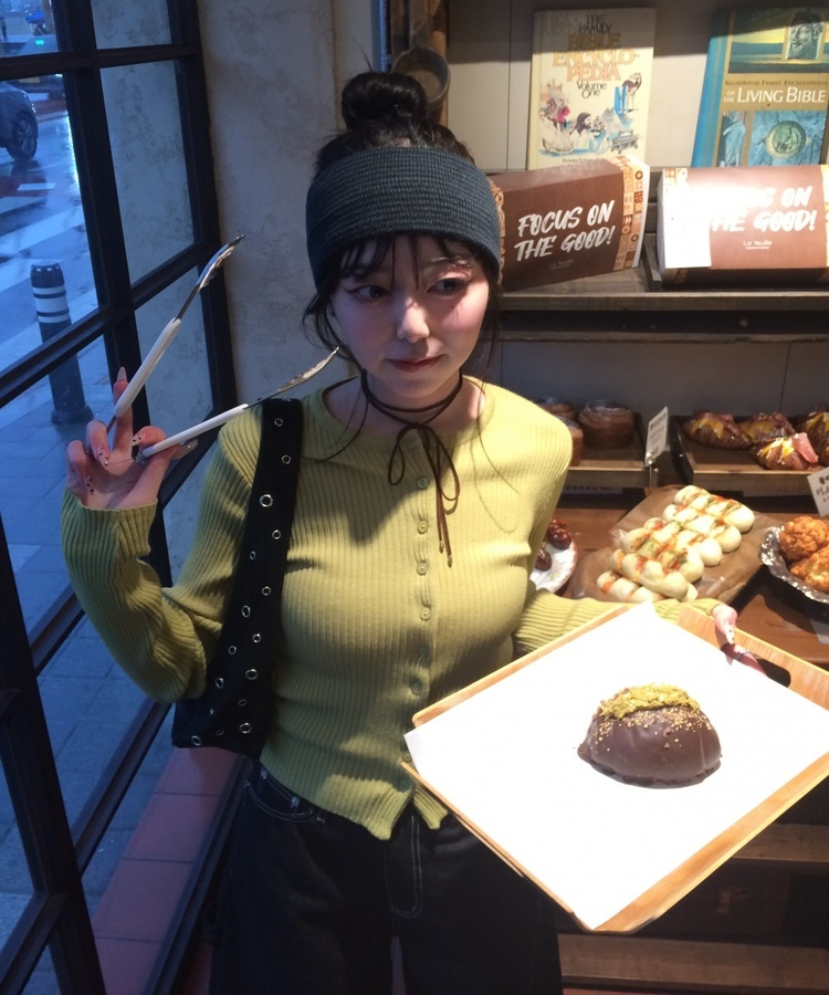 엔느 골지 라운드가디건 진올리브