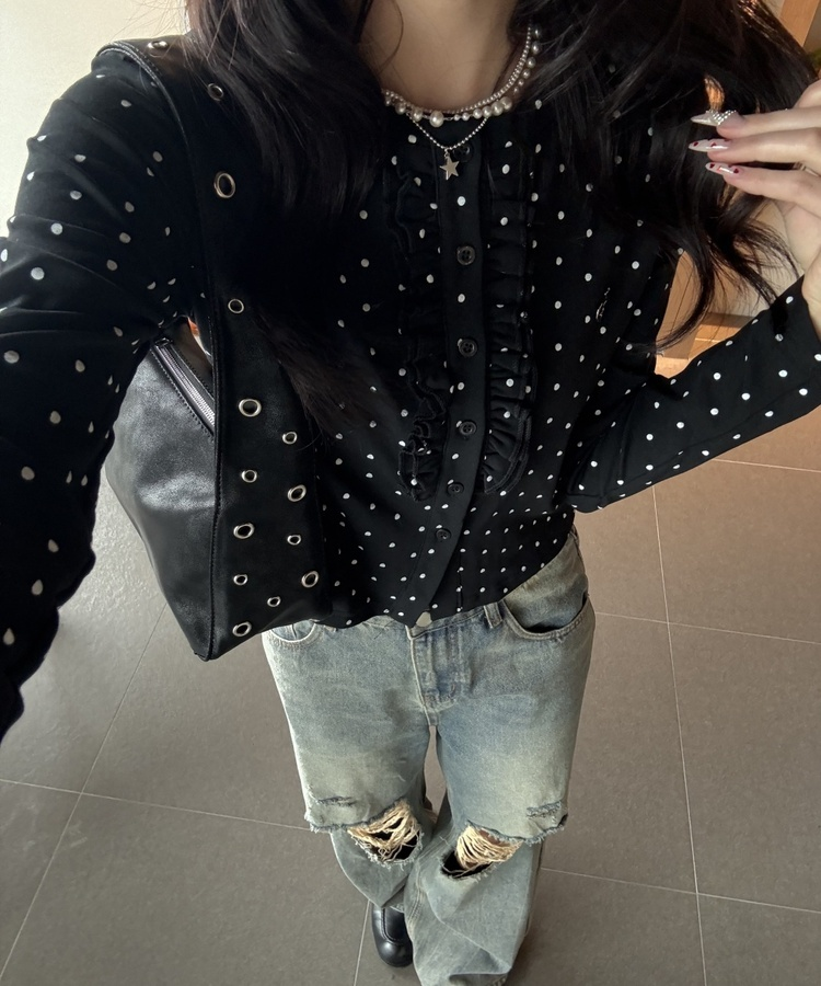 데미지 데님 스트레이트 팬츠 빈티지청