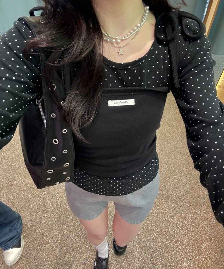 【✔기획】브로치 쇼트 니트 팬츠 그레이