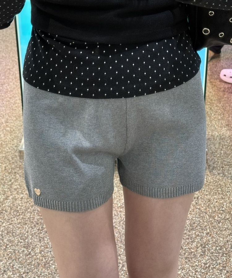 【✔기획】브로치 쇼트 니트 팬츠 그레이