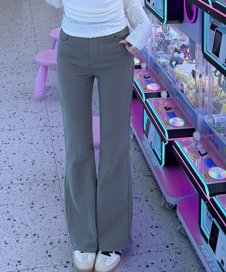 【길이별】캐주얼 부츠컷 팬츠 카키