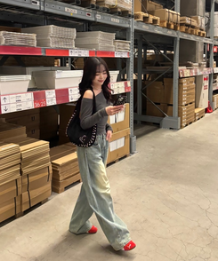 【可愛すぎるカラー♥】丈別ヴィンテージウォッシングワイドデニムパンツ MID BLUE