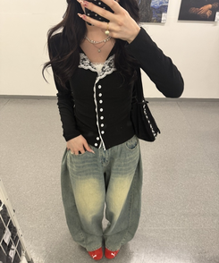 【可愛すぎるカラー♥】丈別ヴィンテージウォッシングワイドデニムパンツ MID BLUE