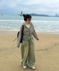 【可愛すぎるカラー♥】丈別ヴィンテージウォッシングワイドデニムパンツ VINTAGE LIGHT BLUE