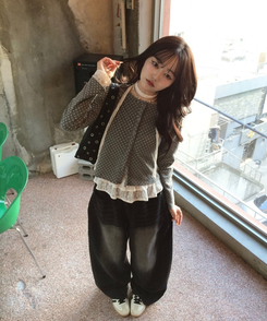 【可愛すぎるカラー♥】丈別ヴィンテージウォッシングワイドデニムパンツ BLACK