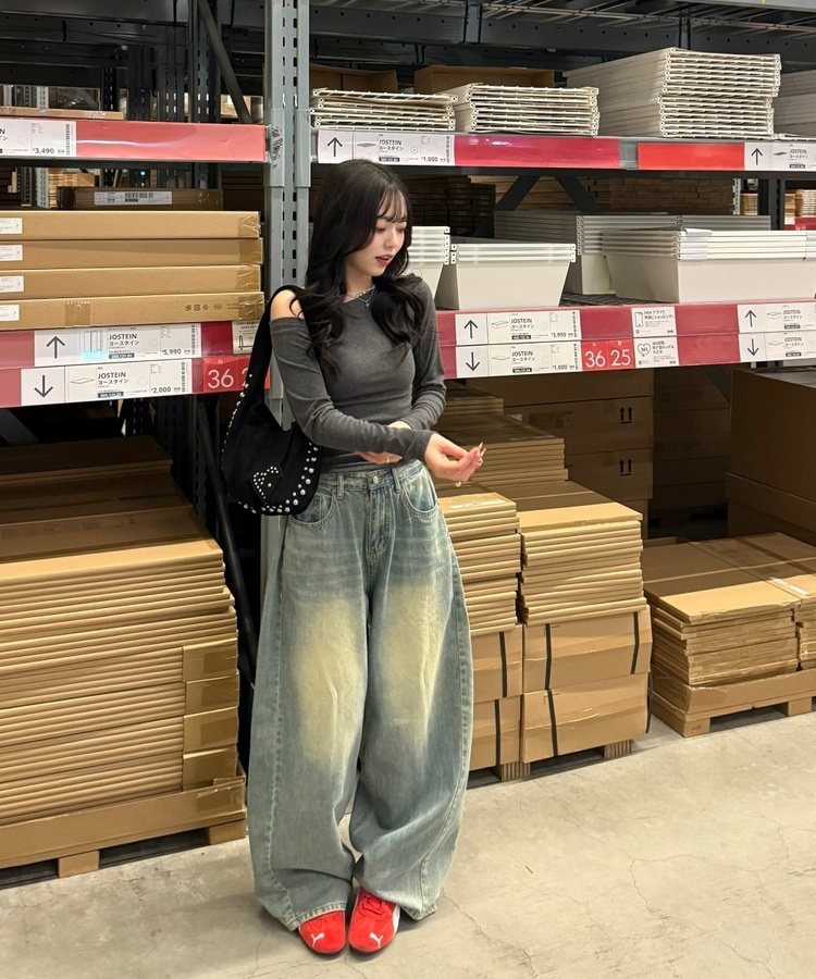 【컬러에 반한♥】빈티지 워싱 기장별 데님 와이드 팬츠 중청