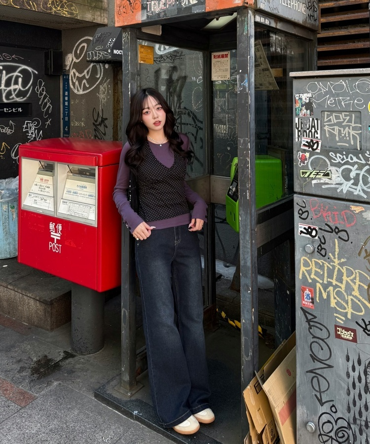 【丈別♥】ブーツカットワイドデニムパンツ BLACK DENIM