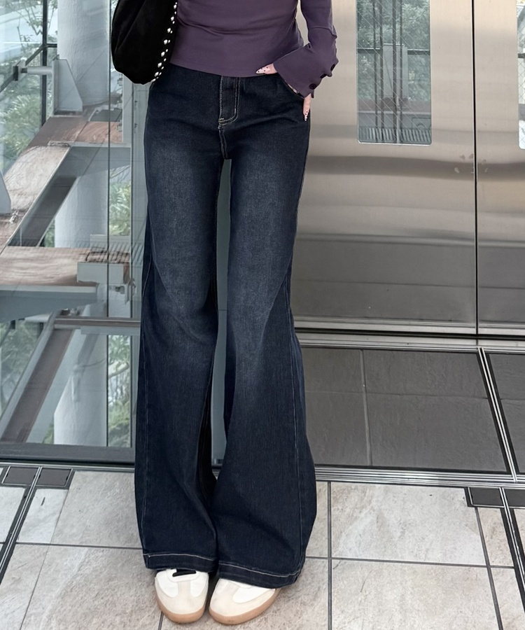 【丈別♥】ブーツカットワイドデニムパンツ BLACK DENIM