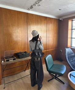 チェックステッチワイドパンツ BLACK DENIM