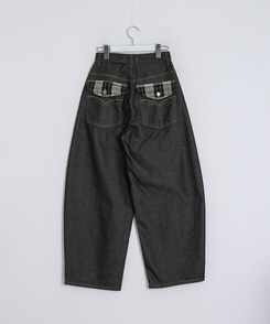 チェックステッチワイドパンツ