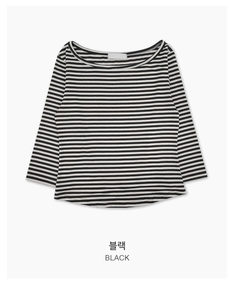 ボートネックボーダー7分袖長袖Tシャツ