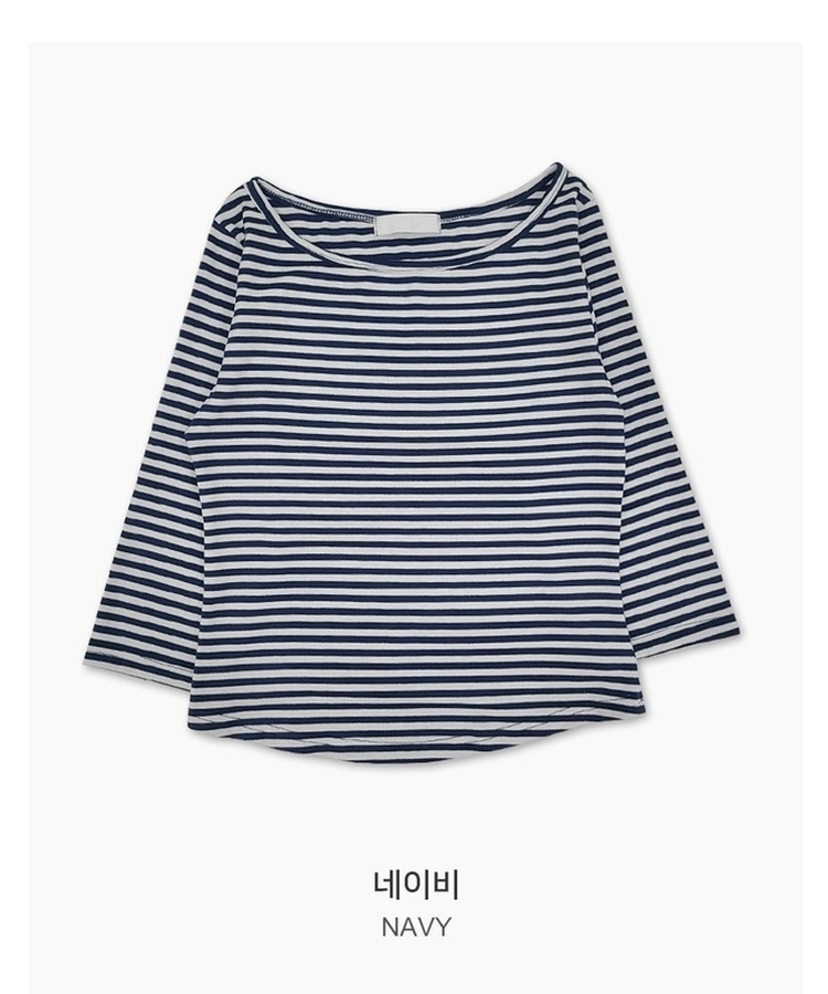 ボートネックボーダー7分袖長袖Tシャツ