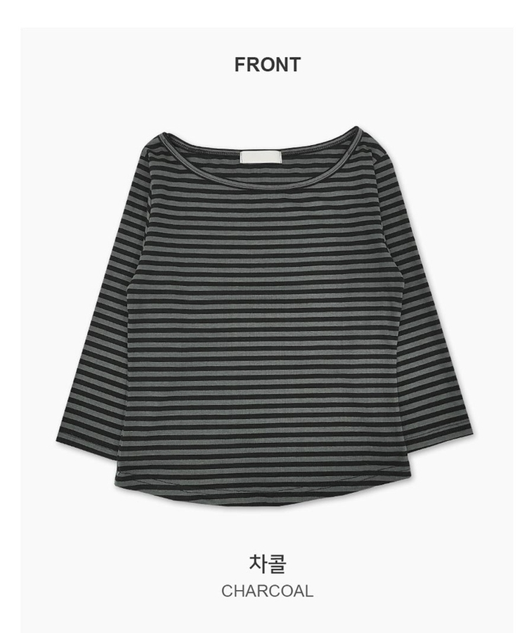 ボートネックボーダー7分袖長袖Tシャツ