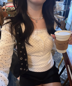 【第2弾！再販売❤️MADE】レースリボントップス WHITE