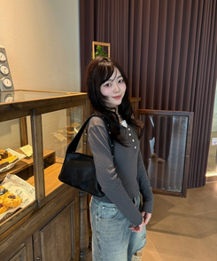 【第2弾！再販売❤️MADE】レースリボントップス CHARCOAL