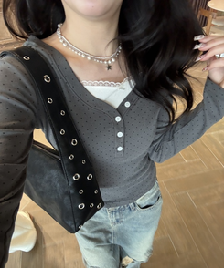 【第2弾！再販売❤️MADE】レースリボントップス CHARCOAL