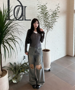 【第2弾！再販売❤️MADE】レースリボントップス CHARCOAL