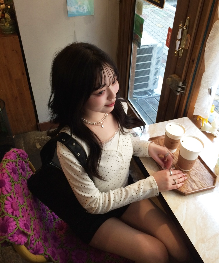 【❤️MADE】레이스 리본 긴팔티셔츠 화이트