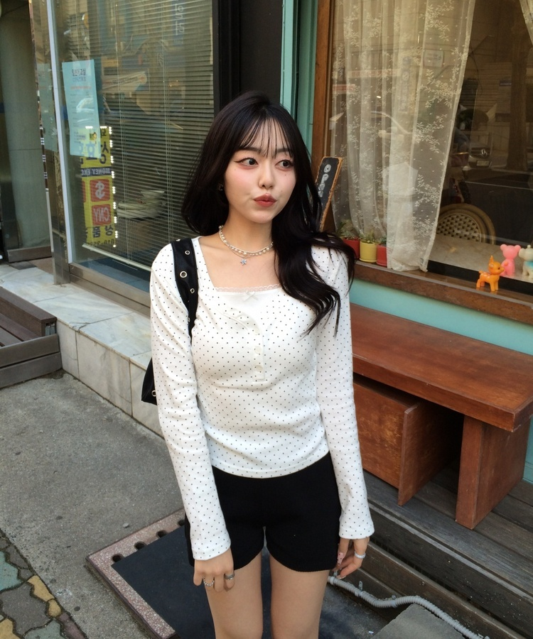 【❤️MADE】레이스 리본 긴팔티셔츠 화이트