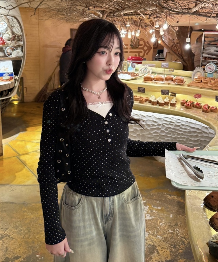 【❤️MADE】레이스 리본 긴팔티셔츠 블랙