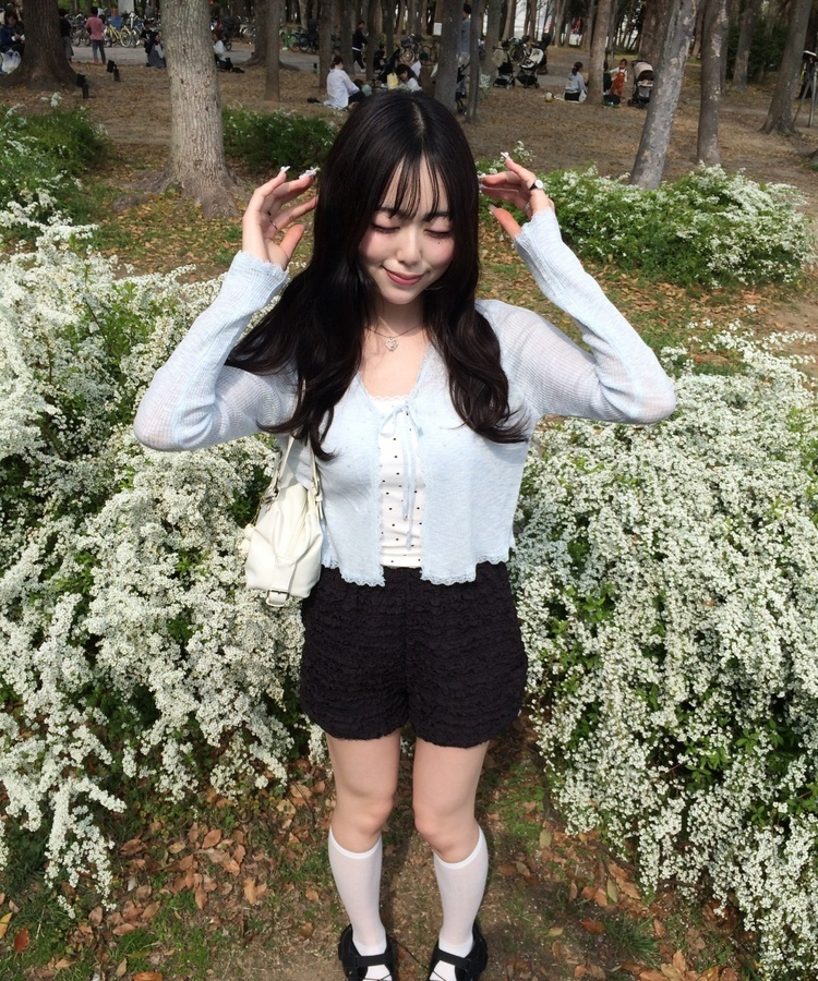 도트 레이스 캡 내장 나시 화이트
