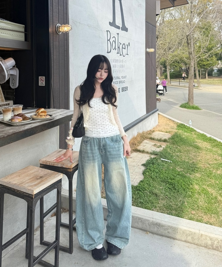 도트 레이스 캡 내장 나시 화이트