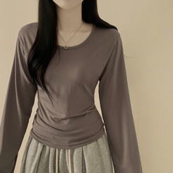 Uネック長袖インナーTシャツ(6color) MOCHA