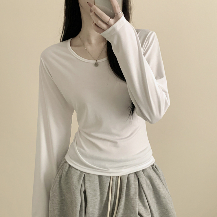 Uネック長袖インナーTシャツ(6color) IVORY