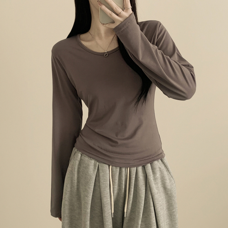 Uネック長袖インナーTシャツ(6color) MOCHA