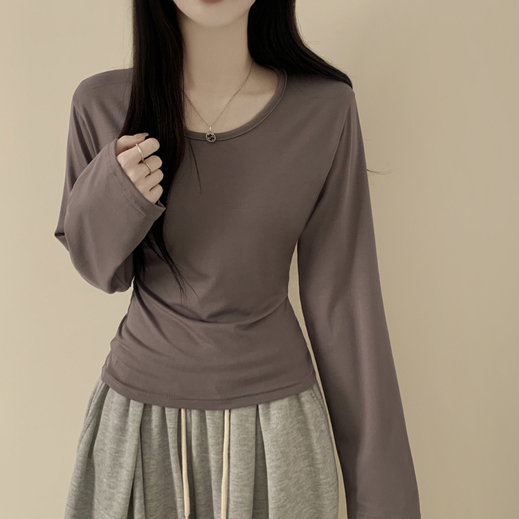 Uネック長袖インナーTシャツ(6color) MOCHA