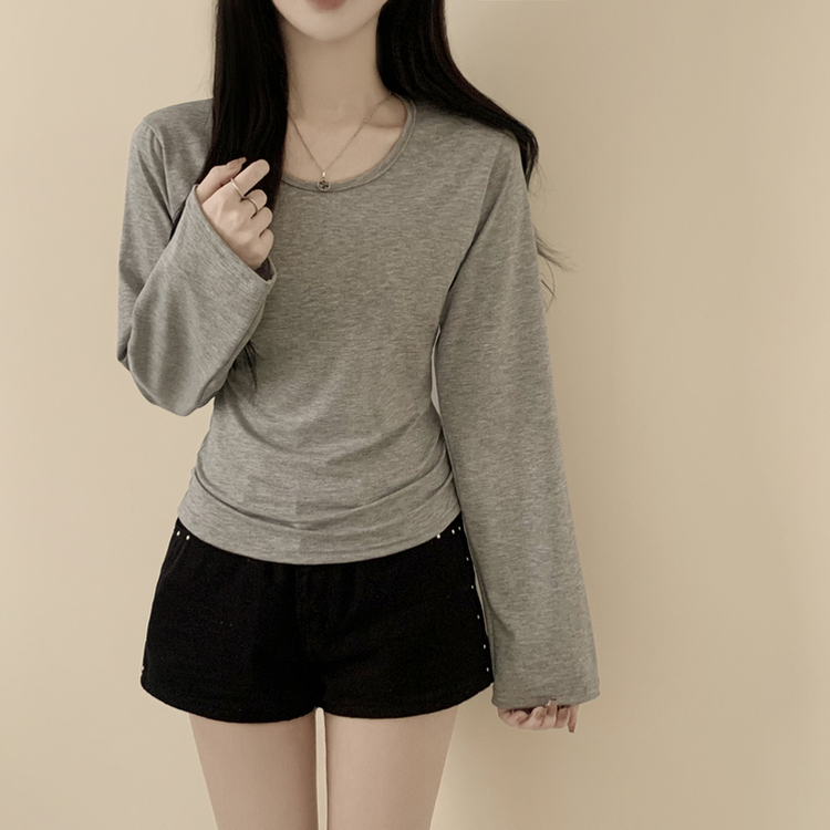 Uネック長袖インナーTシャツ(6color) GREY