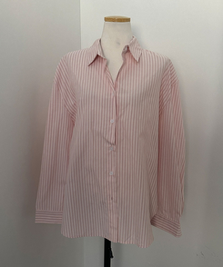 슈가 스트라이프 줄지 루즈핏 옆 트임 셔츠