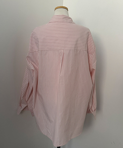 슈가 스트라이프 줄지 루즈핏 옆 트임 셔츠