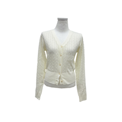 ケーブル編みVネックセミクロップドニットカーディガン(6color)