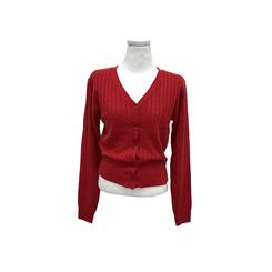 ケーブル編みVネックセミクロップドニットカーディガン(6color)