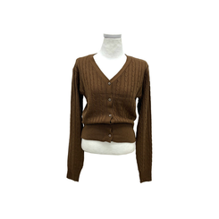 ケーブル編みVネックセミクロップドニットカーディガン(6color)