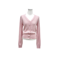 ケーブル編みVネックセミクロップドニットカーディガン(6color)