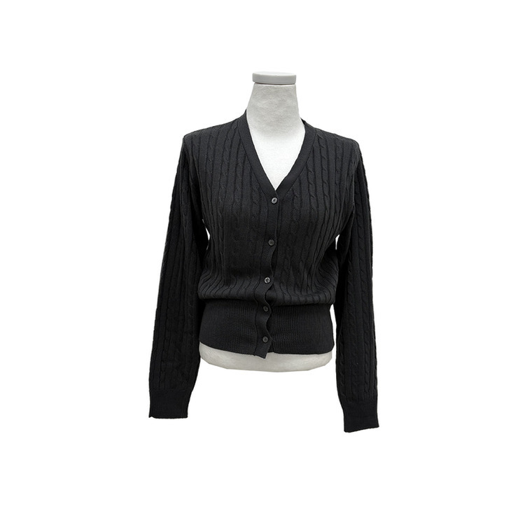 ケーブル編みVネックセミクロップドニットカーディガン(6color)