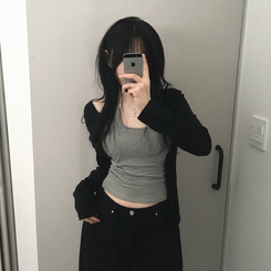 ストライプホルターネックスリムキャミソール GREY