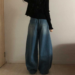 【丈別】ピンタックデイリーワイドデニムパンツ(5color) MID DENIM